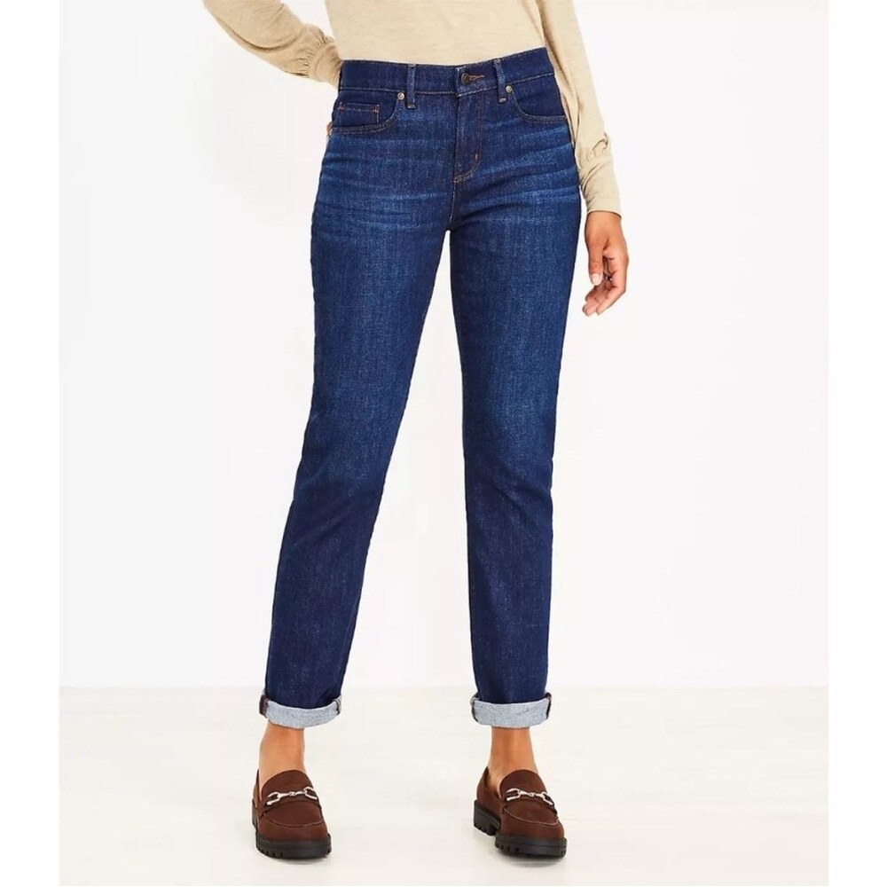 EUC LOFT Girlfriend Jeans in Dark Rinse